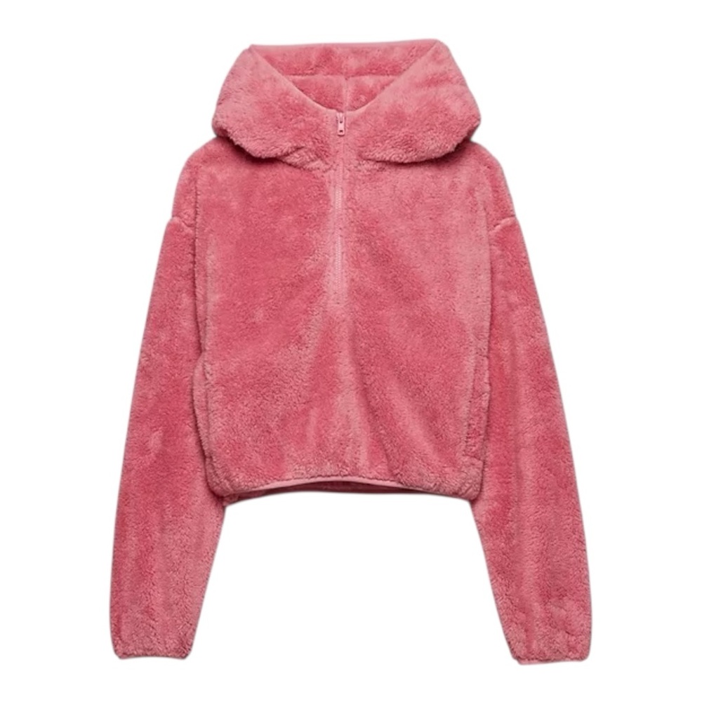 Sunday Best Fuzzy Zip Hoodie Raspberry Pink